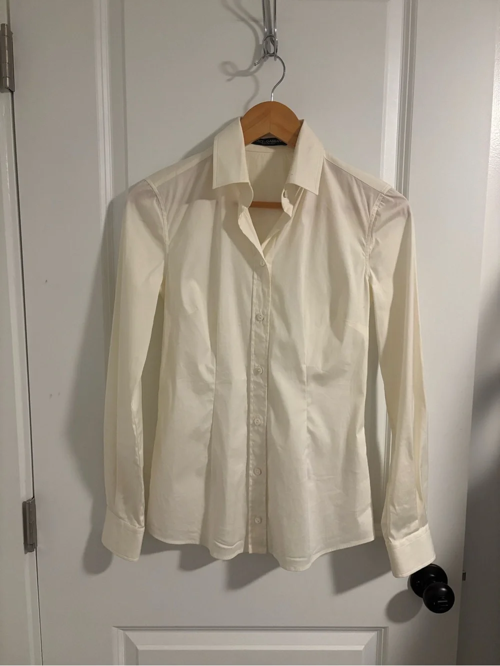 DOLCE & GABBANA Ecru Cotton Poplin Button Down Shirt Size 2 - Picture 2 of 7